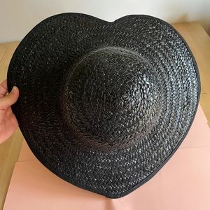 Black Heart Shaped Straw Hat